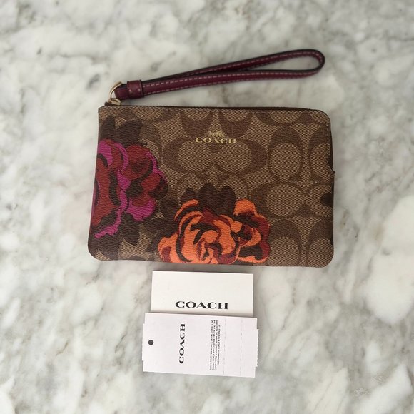 Coach Wristlet/Wallet In Signature Canvas With Jumbo Floral Print - Picture 1 of 4